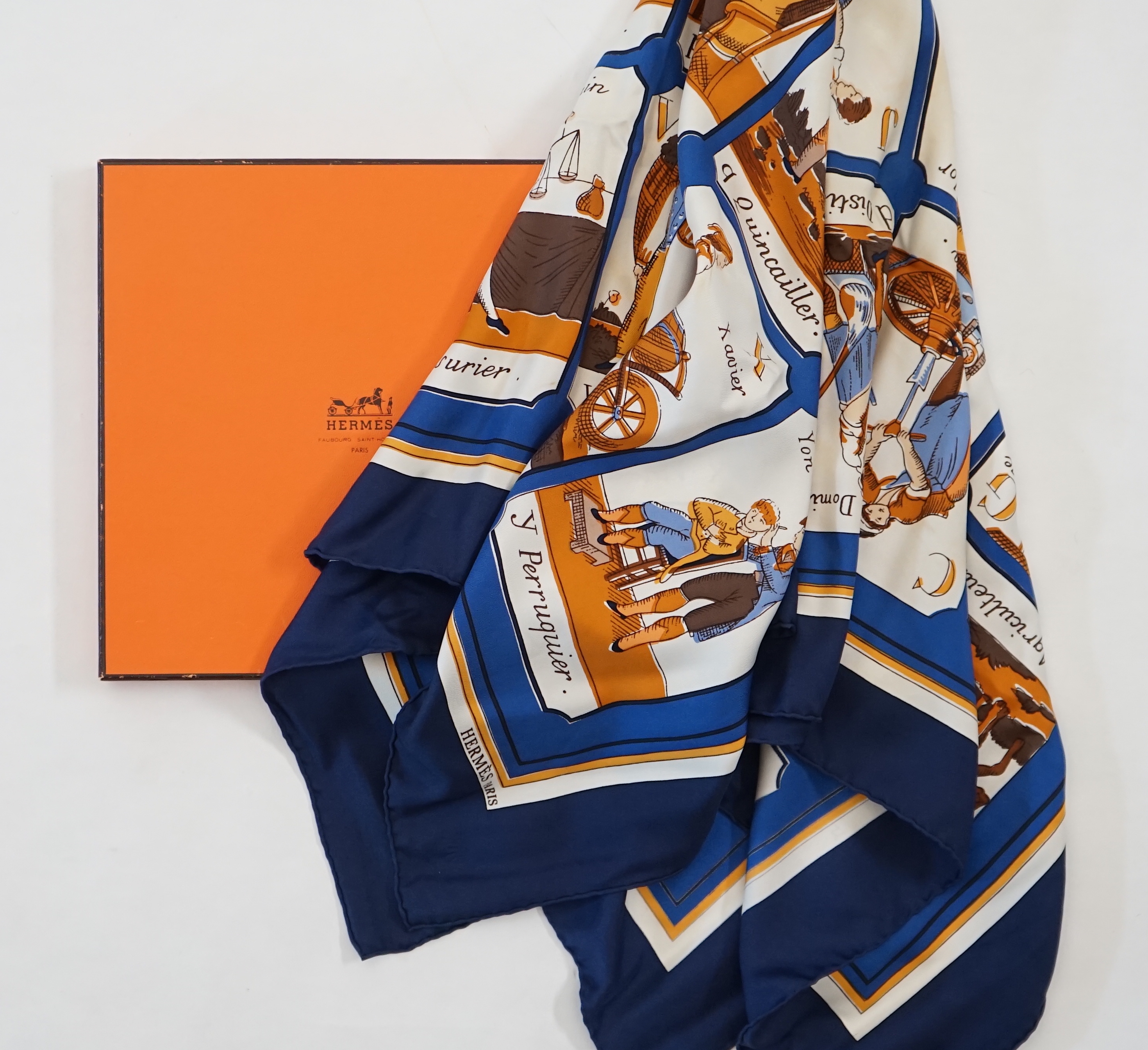A Hermès L'Alphabet des Metiers 2011 Philippe Dauchez, approx 88cm x 87cm